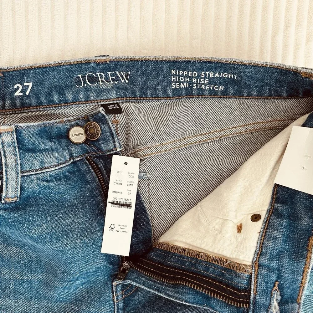 J.Crew Womens Hipped Straight Jean 27 High Rise Stretch Denim Classic NWT $158 - Picture 4 of 11